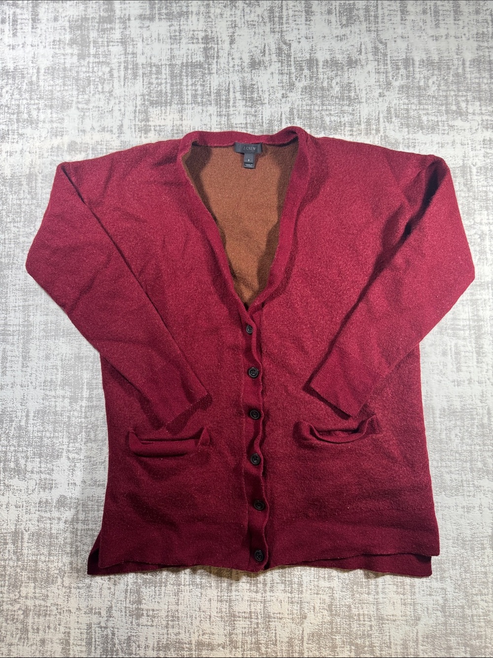 JCrew Women's Deep Red Button-Front Cardigan with Front Pockets size S 23X18.5